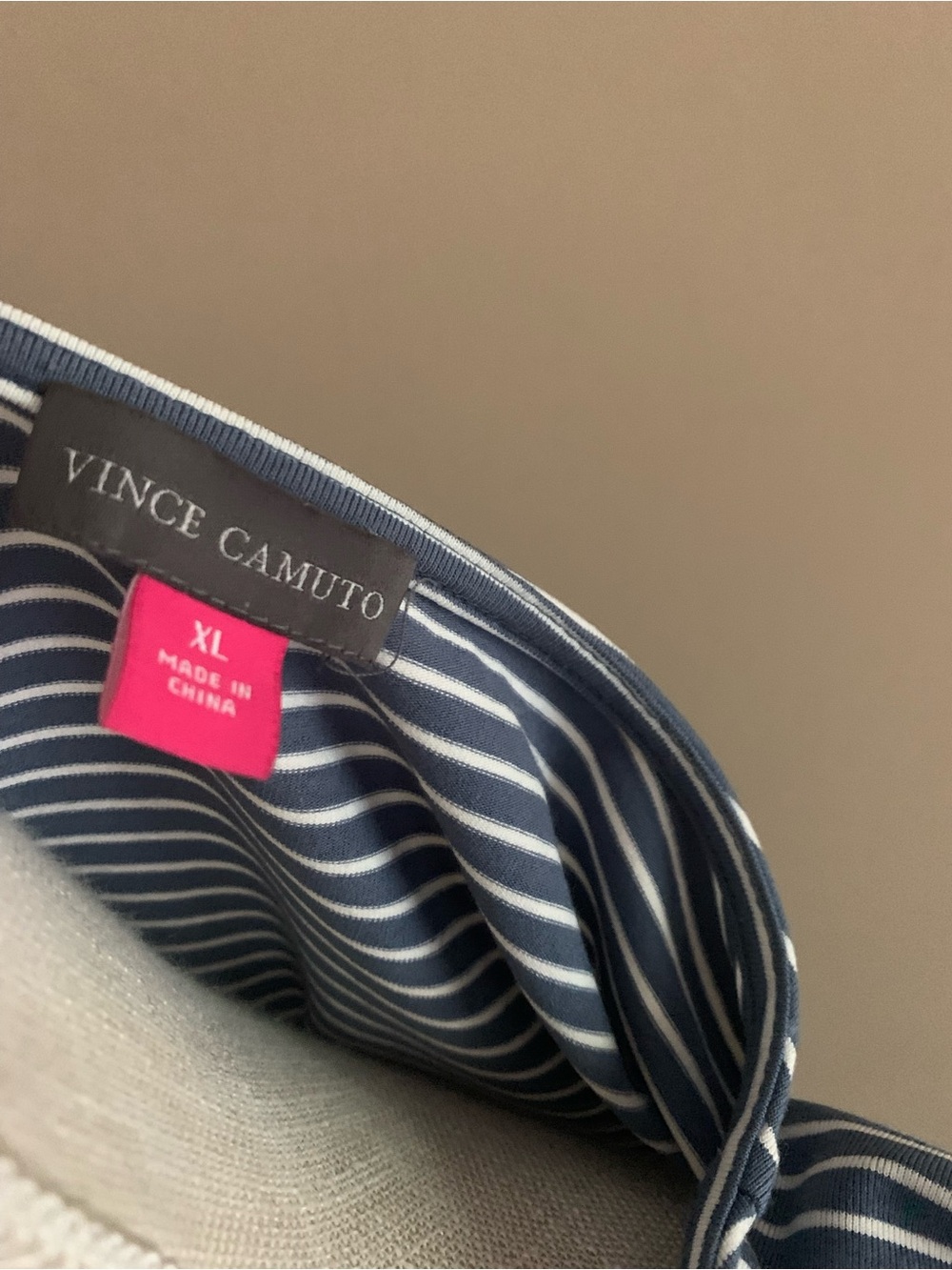 Vince Camuto Navy and White Striped Wrap Tie Blouse - Picture 7 of 10